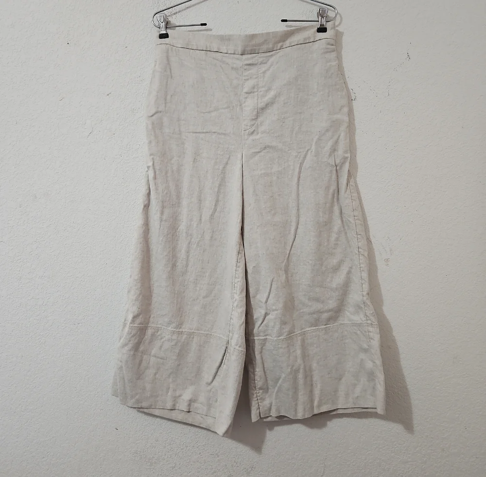 Banana Republic Anyday Wide-Leg High-Rise Linen-Blend Cropped Pant